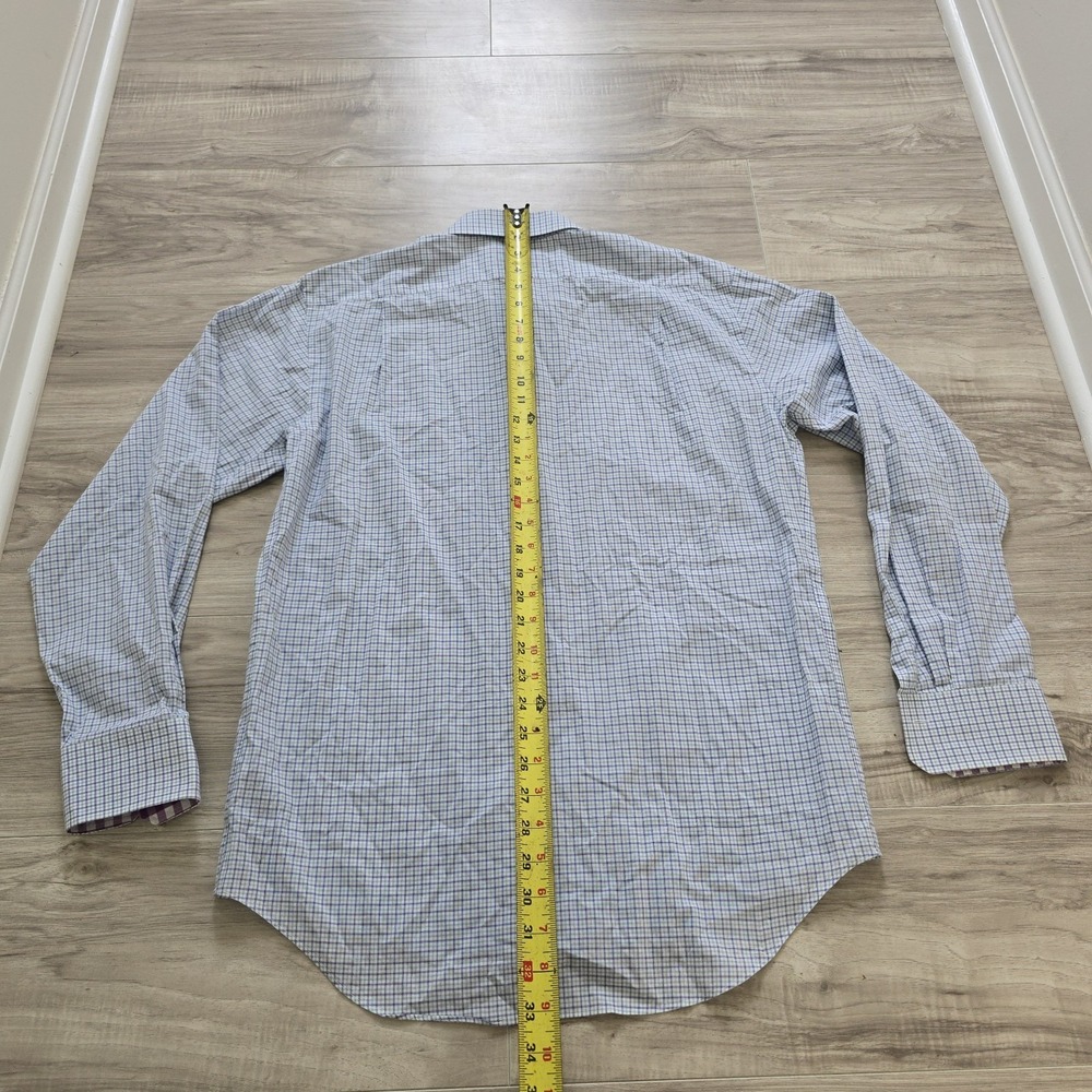 Lorenzo Uomo Button Shirt Mens 16 34/35 Purple Green Check - Picture 9 of 9